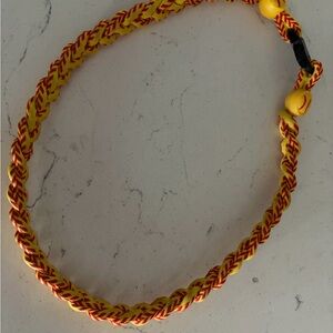 Braided Yellow and Red Softball Sport Necklace